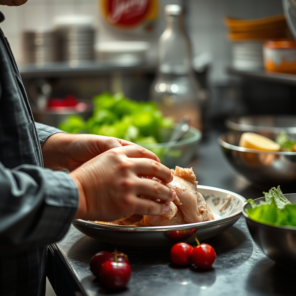 Preparing the Chicken - byerlys cherry chicken salad recipe