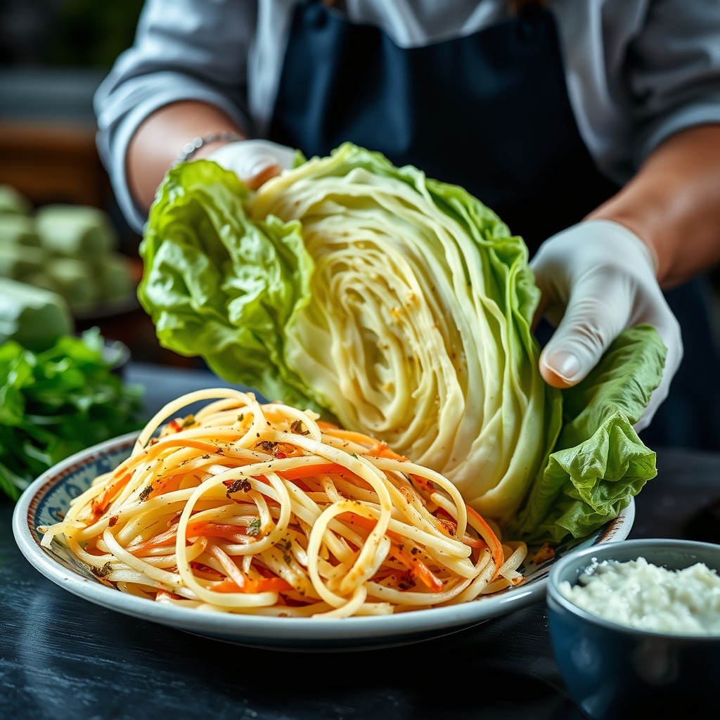 Preparing the Cabbage - cabbage roll casserole recipe with white sauce
