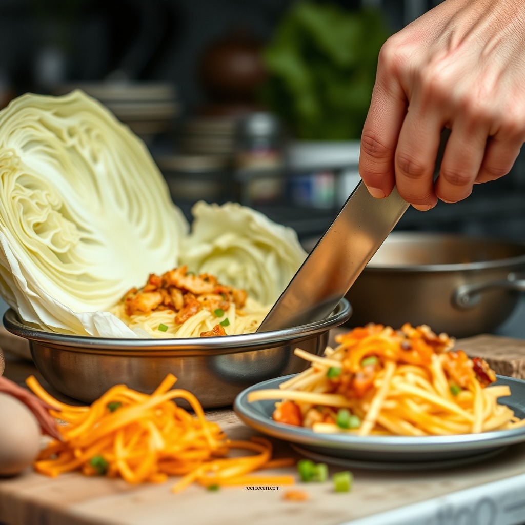 Preparing the Cabbage - cabbage roll casserole recipe