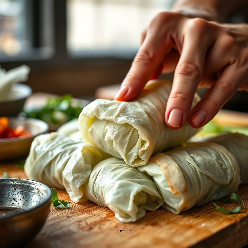Assembling the Rolls - cabbage rolls recipe
