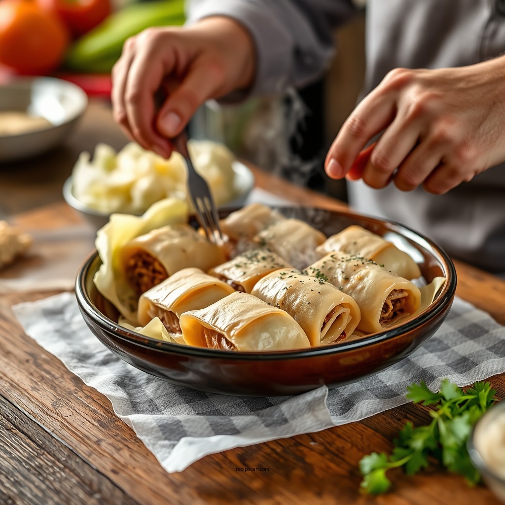 Making the Filling - cabbage rolls recipe ground beef