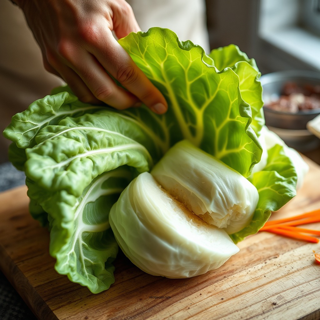 Preparing the Cabbage - cabbage rolls recipe
