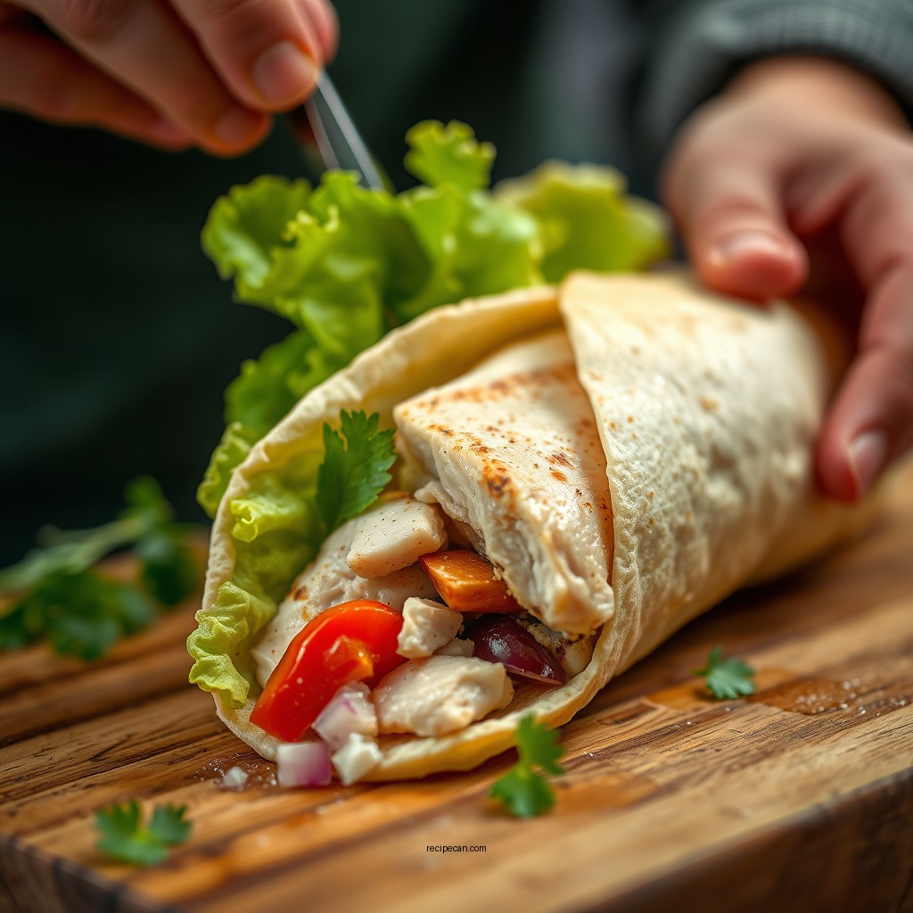 Preparing the Chicken - caesar salad wrap recipe