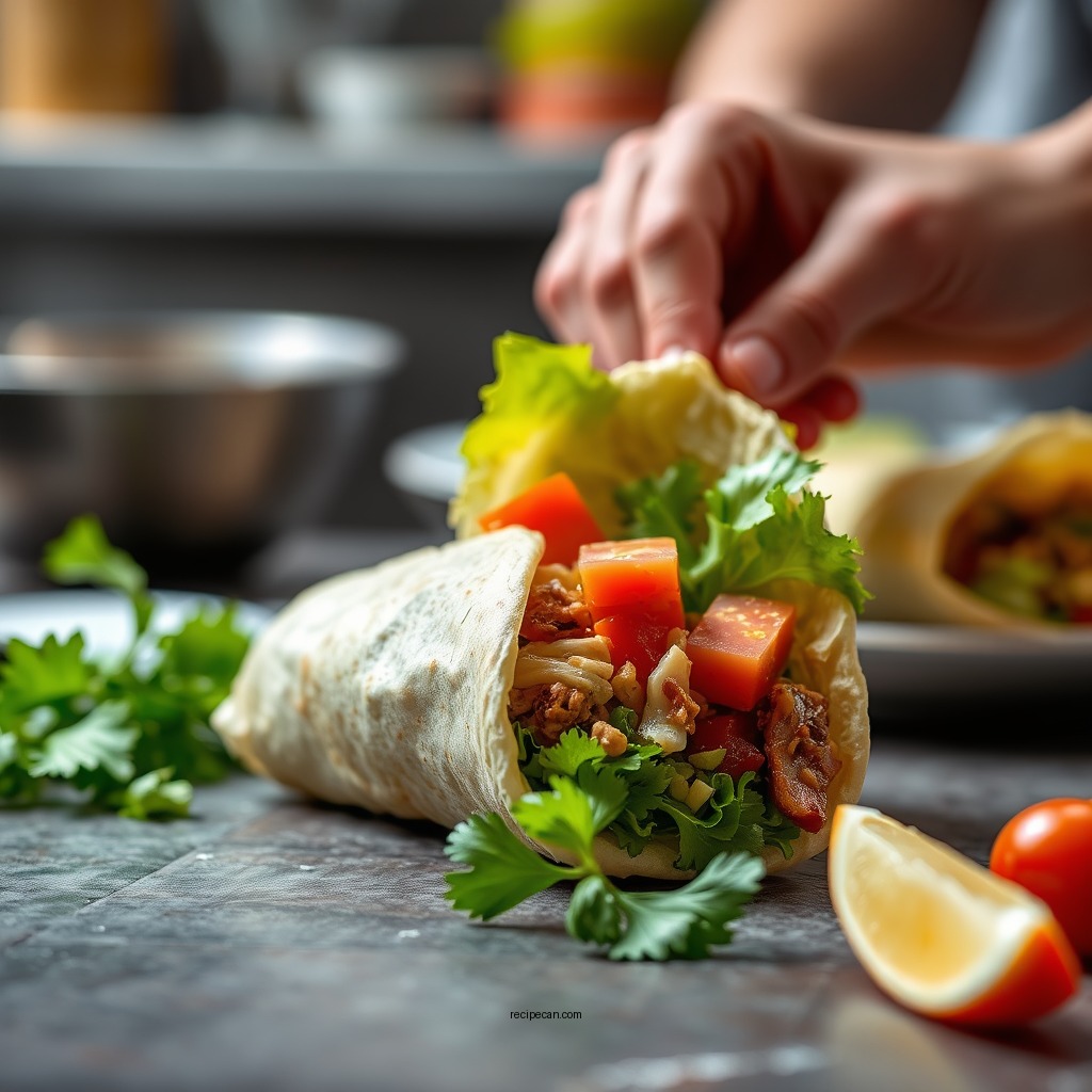 Preparing the Filling - caesar wrap recipe