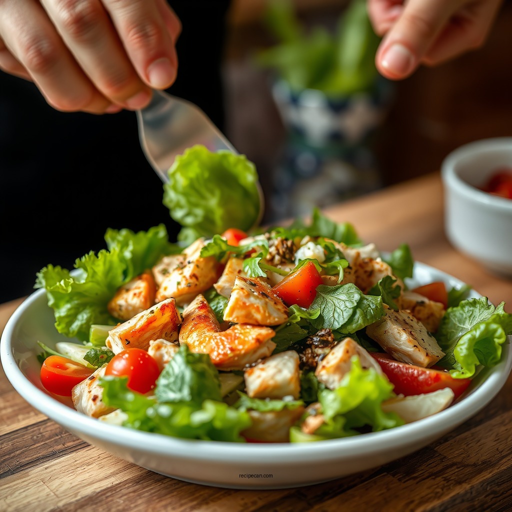 Assembling the Salad - cafe max chicken salad recipe