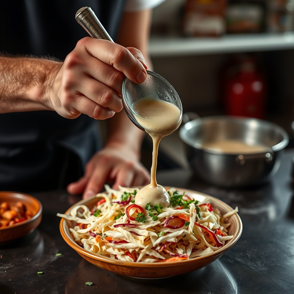 Preparing the Dressing - cajun coleslaw recipe