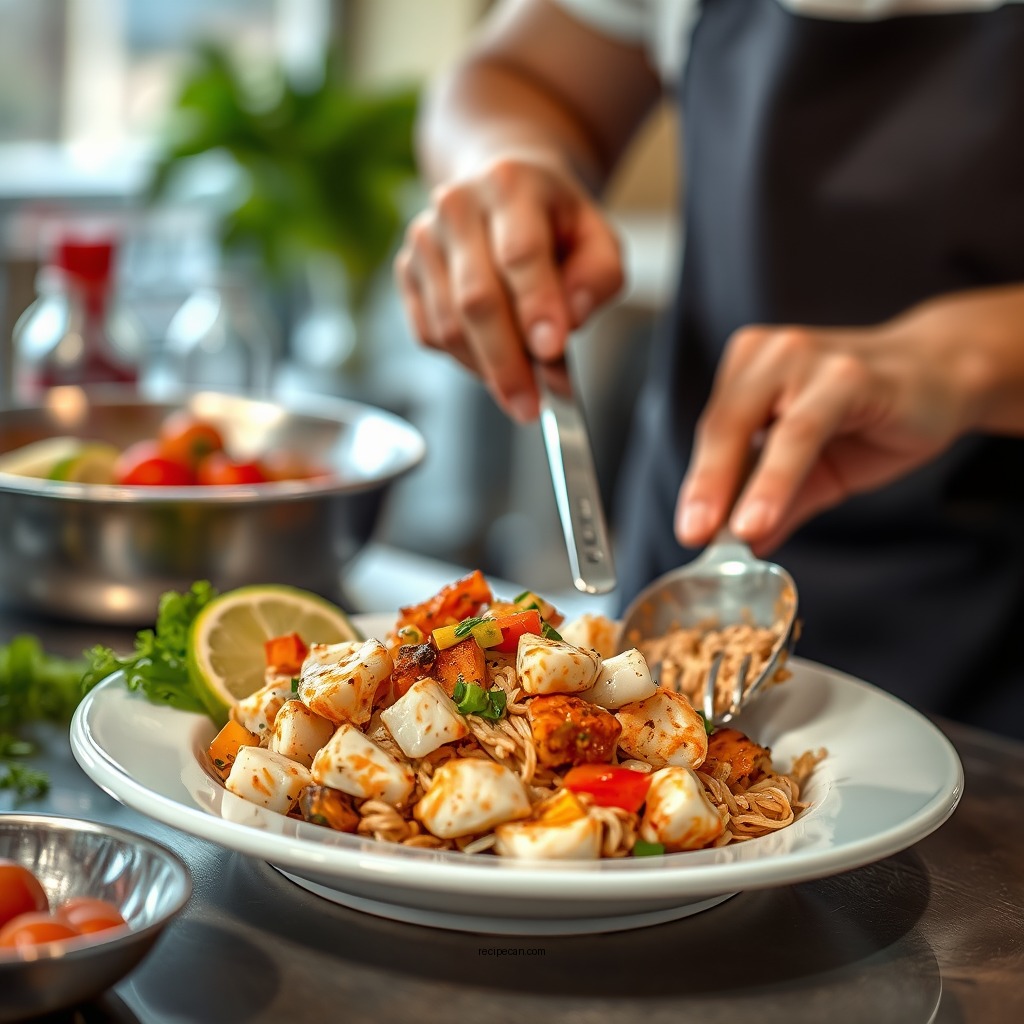 Preparing the Seafood - cajun seafood salad recipe
