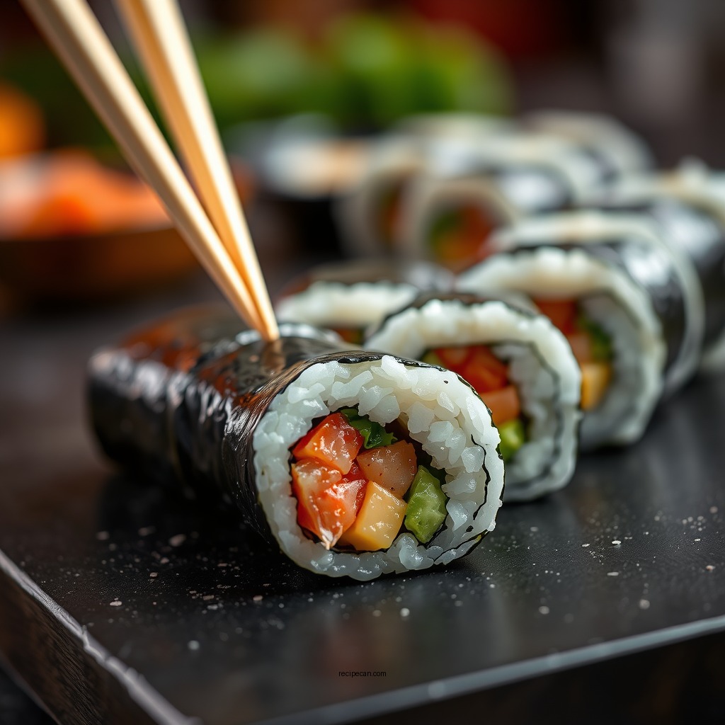 Assembling the California Roll - california roll recipe