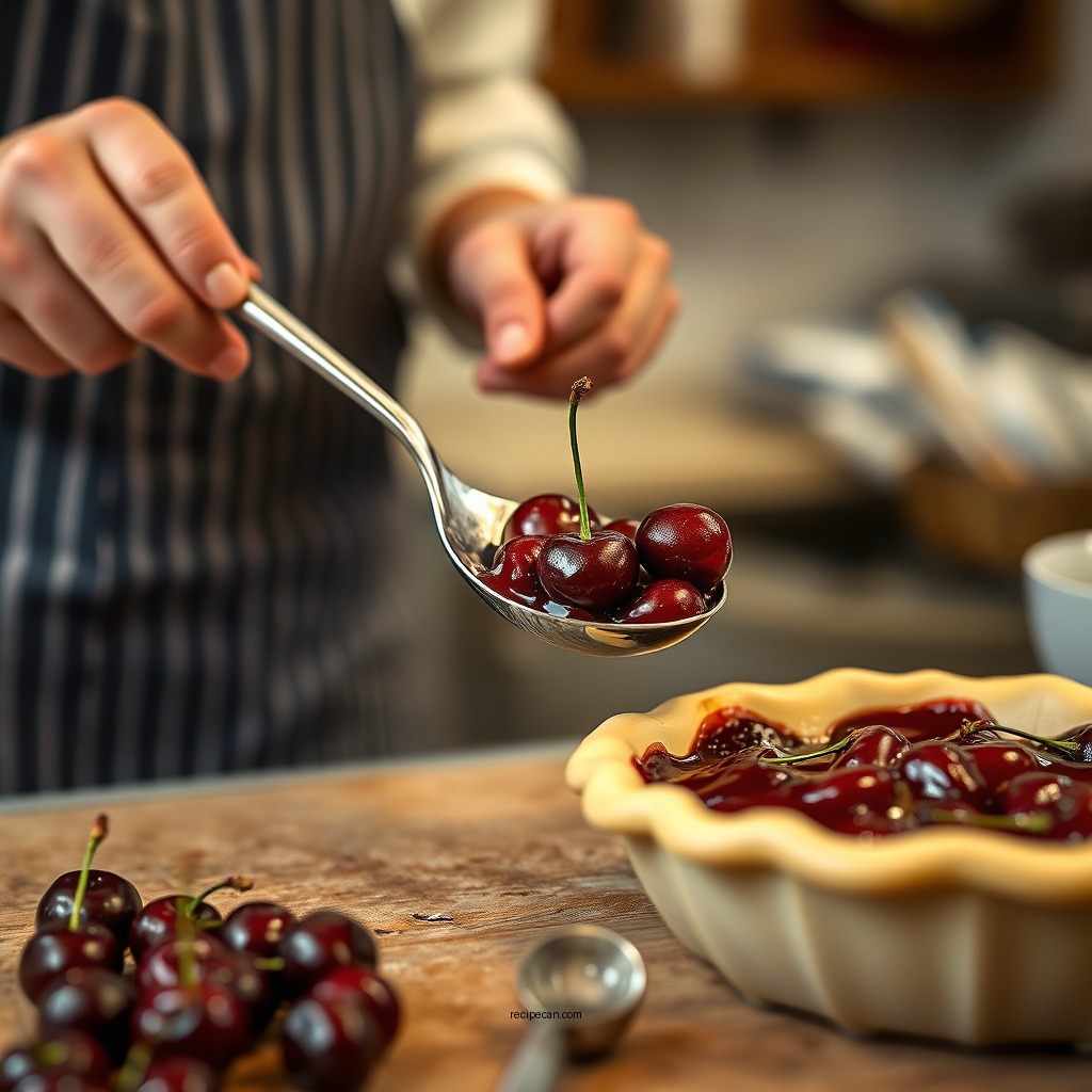 Preparing the Cherry Filling - canned cherry pie recipe