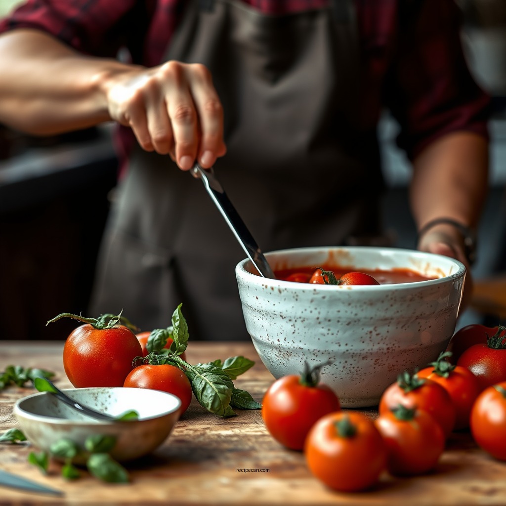 Preparing the Tomatoes - canned tomato sauce recipe