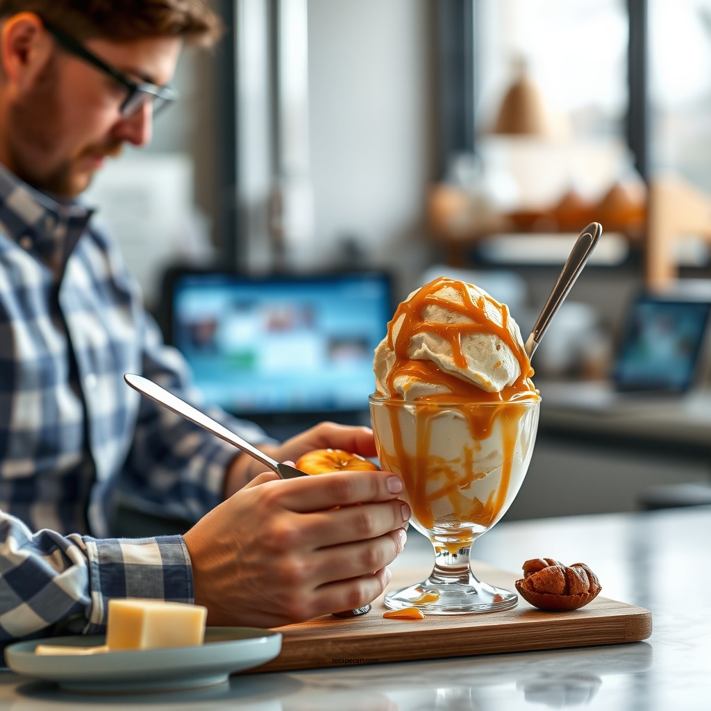 Preparing the Caramel - caramel apple ice cream recipe