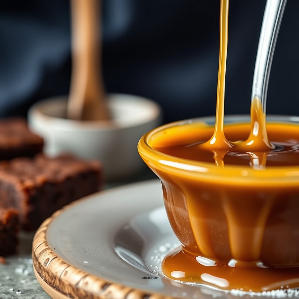 Making the Caramel Sauce - caramel brownies recipe