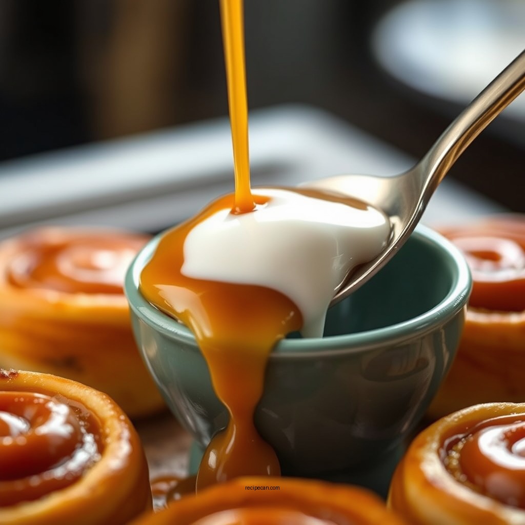 Making the Caramel Sauce - caramel rolls recipe