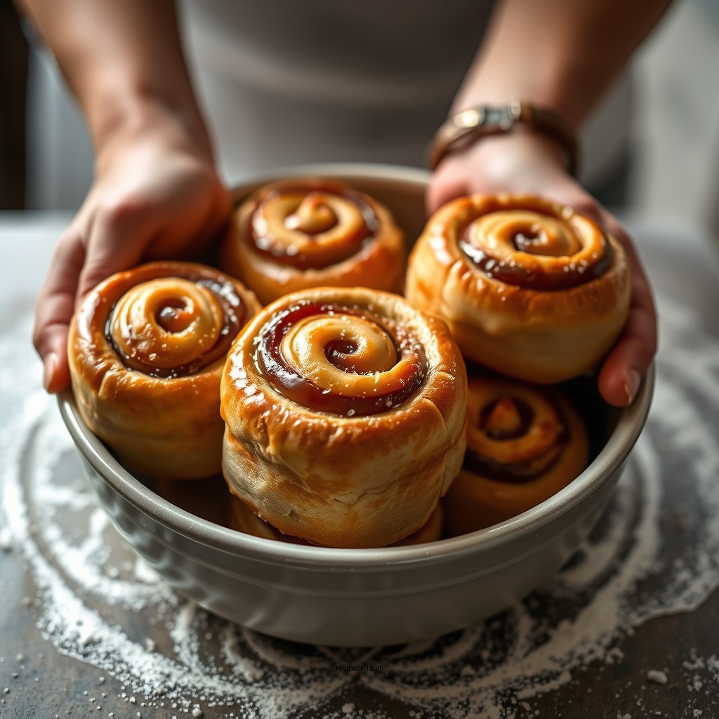 Preparing the Dough - caramel rolls recipe