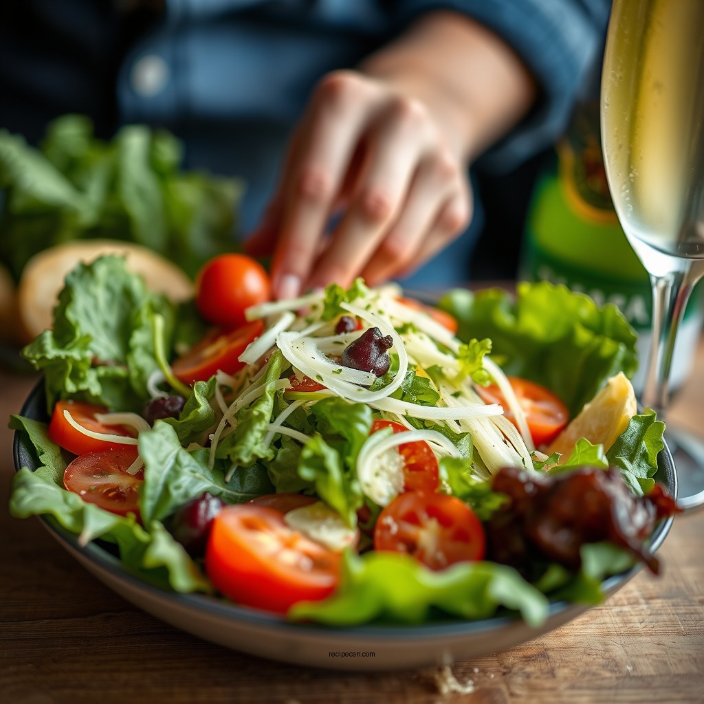 Assembling the Salad - champagne salad recipe