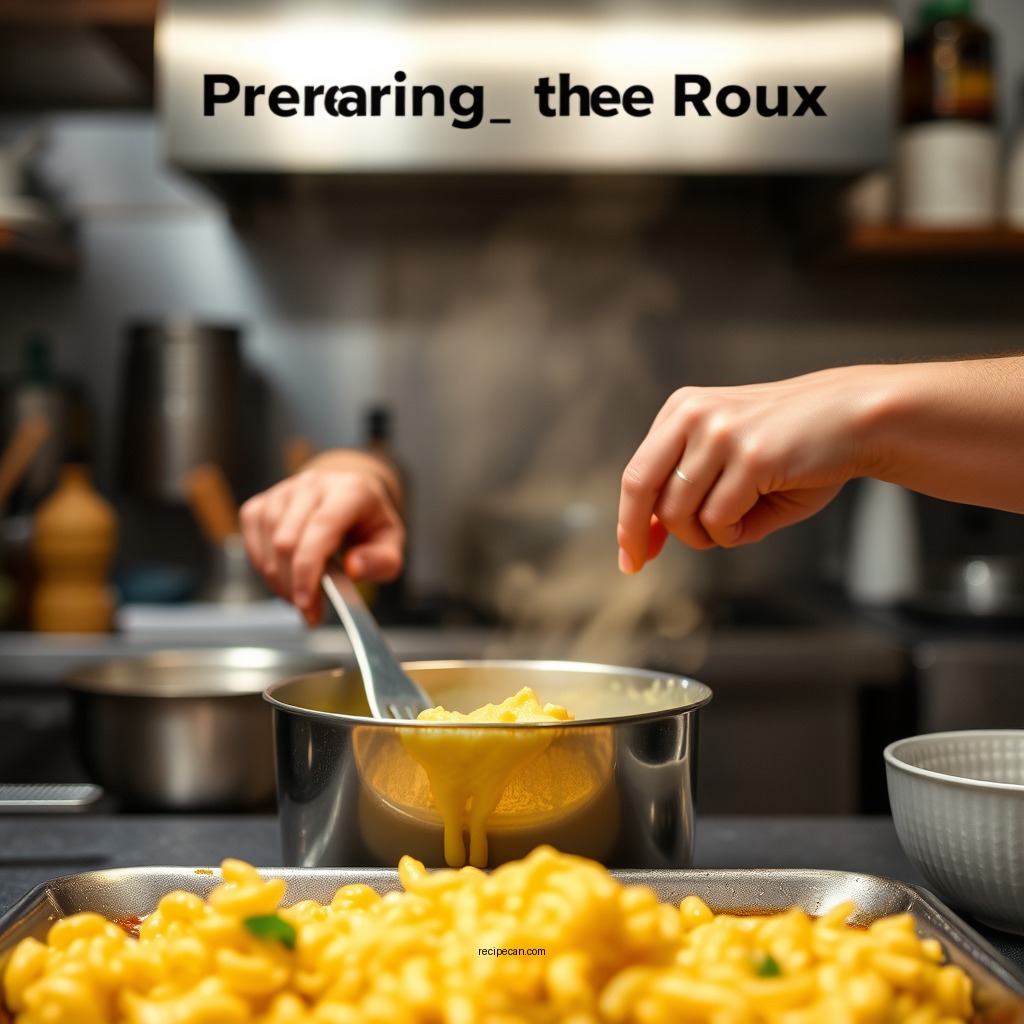 Preparing the Roux - cheese sauce recipe for mac and cheese