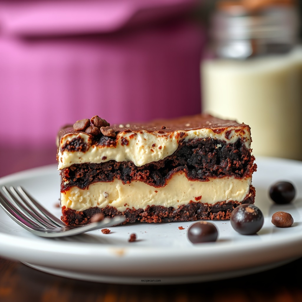Layering the Brownies and Cheesecake - cheesecake brownie recipe