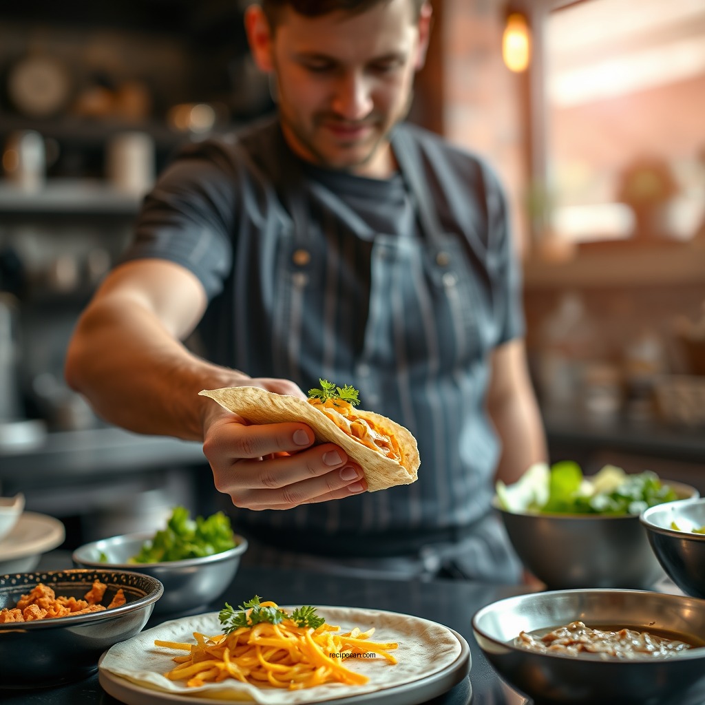 Preparation Steps - cheesy garlic chicken wraps recipe