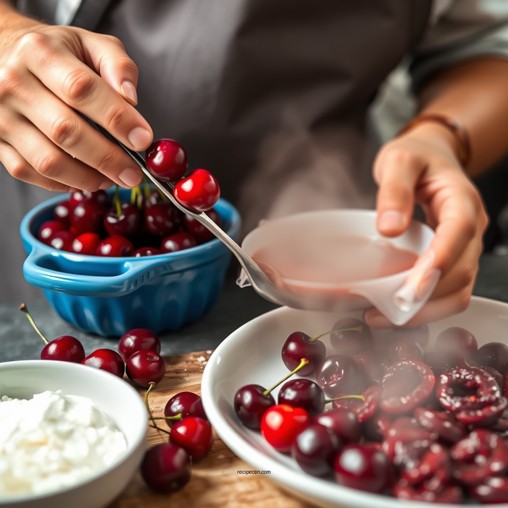 Preparing the Cherry Filling - cherry pie recipe with canned cherries