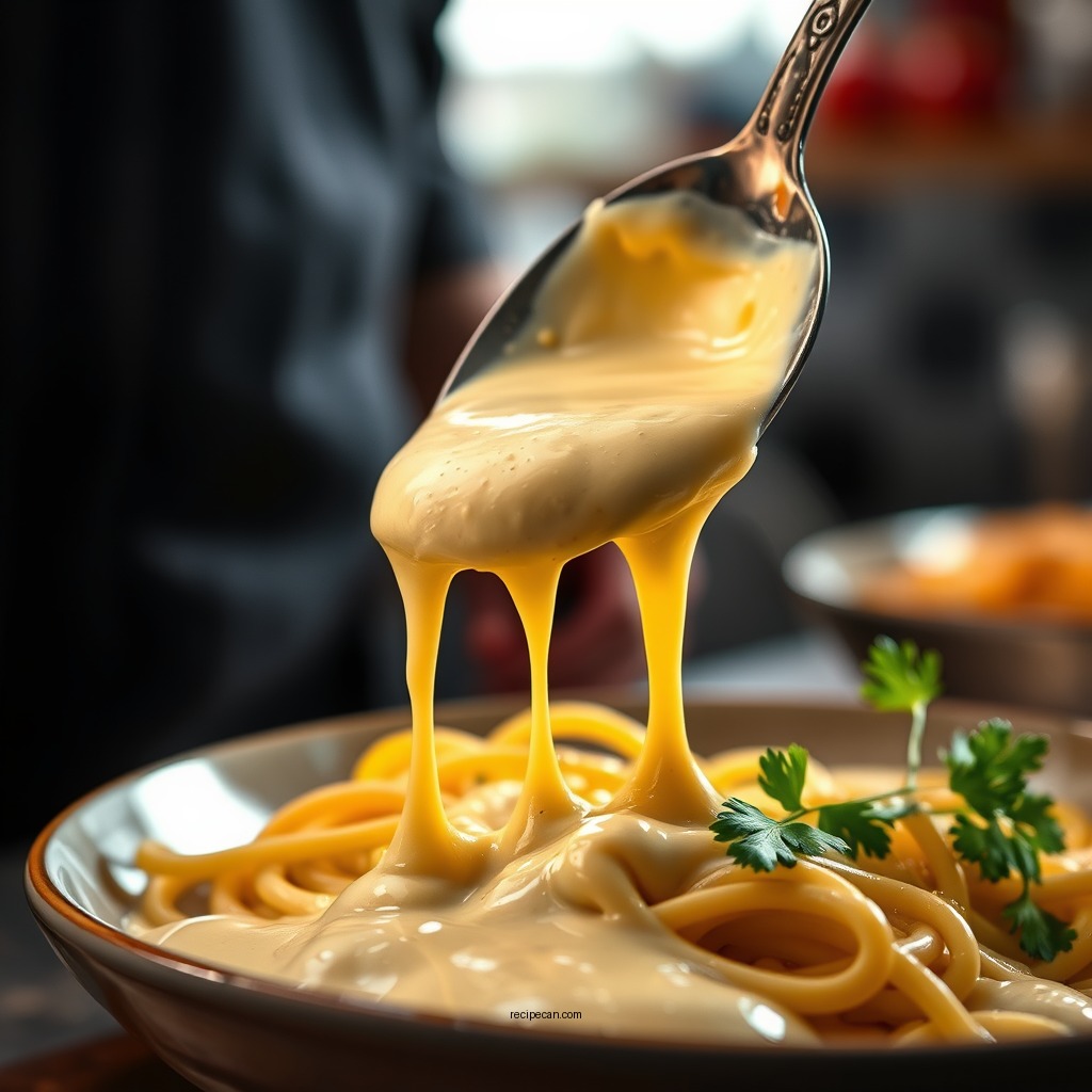 Making the Alfredo Sauce - chicken alfredo sauce recipe