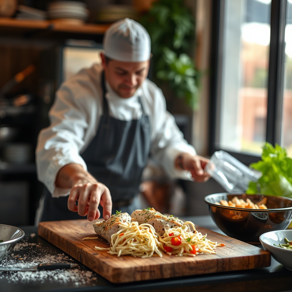 Preparing the Chicken - chicken and salad wrap recipe