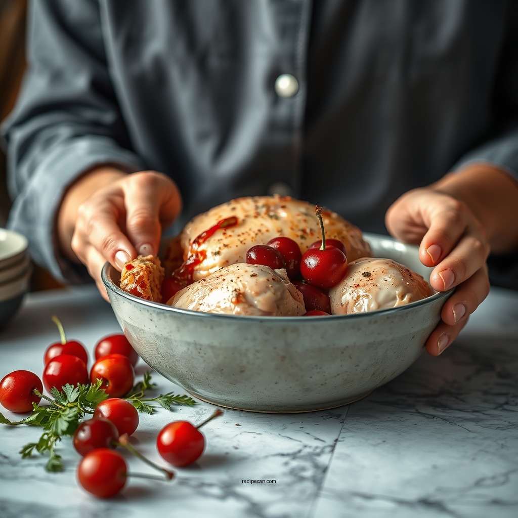 Preparing the Chicken - chicken cherry salad recipe