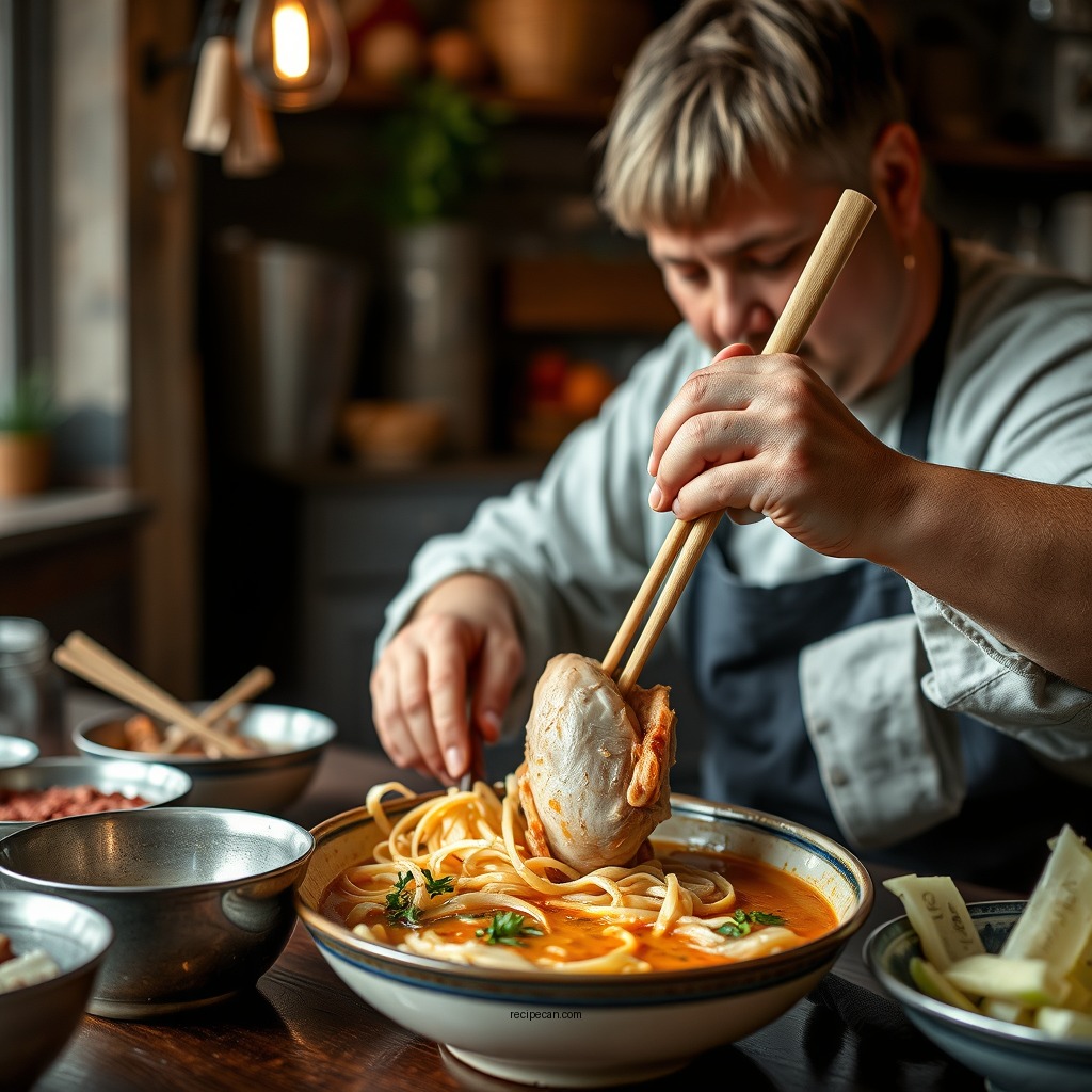 Preparing the Chicken - chicken corn noodle soup recipe