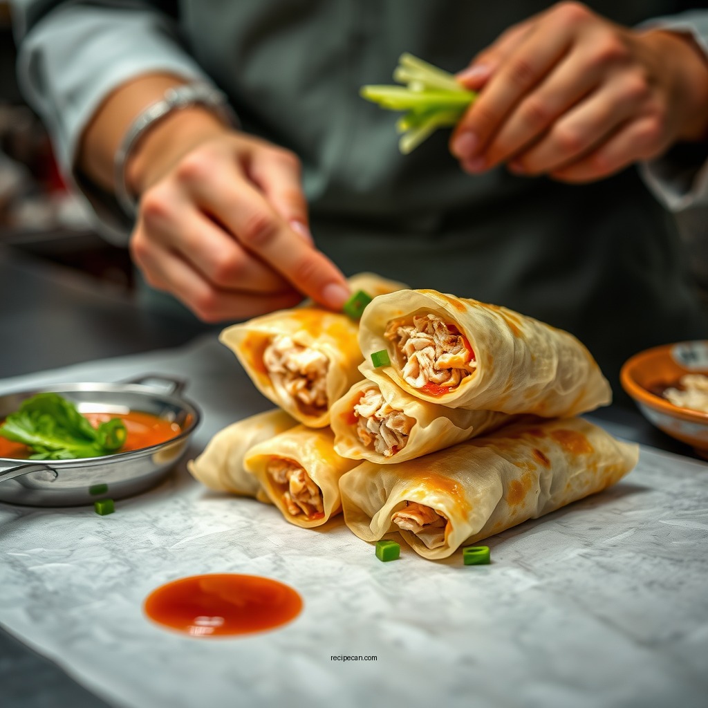 Preparing the Chicken Filling - chicken egg roll recipe
