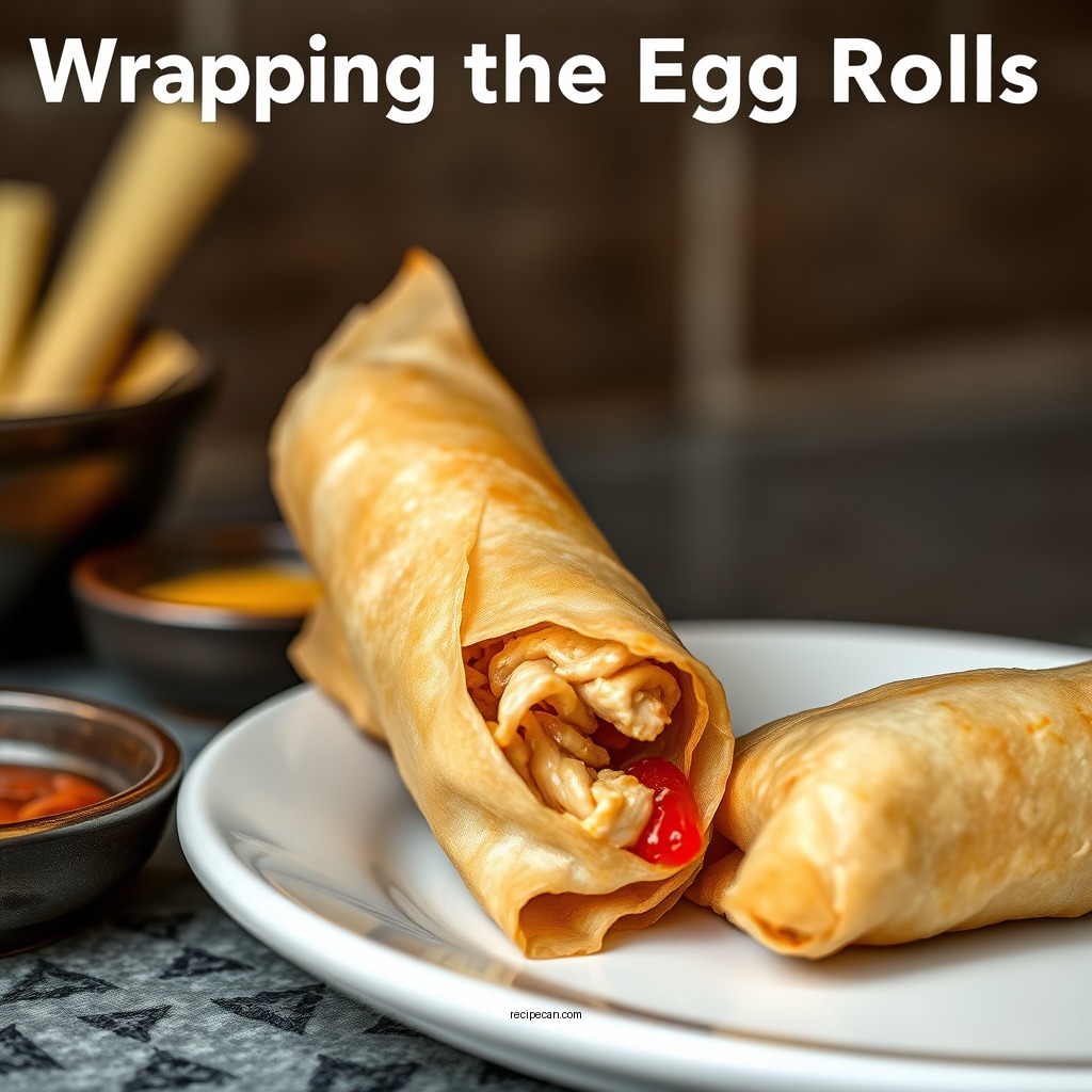 Wrapping the Egg Rolls - chicken egg roll recipe