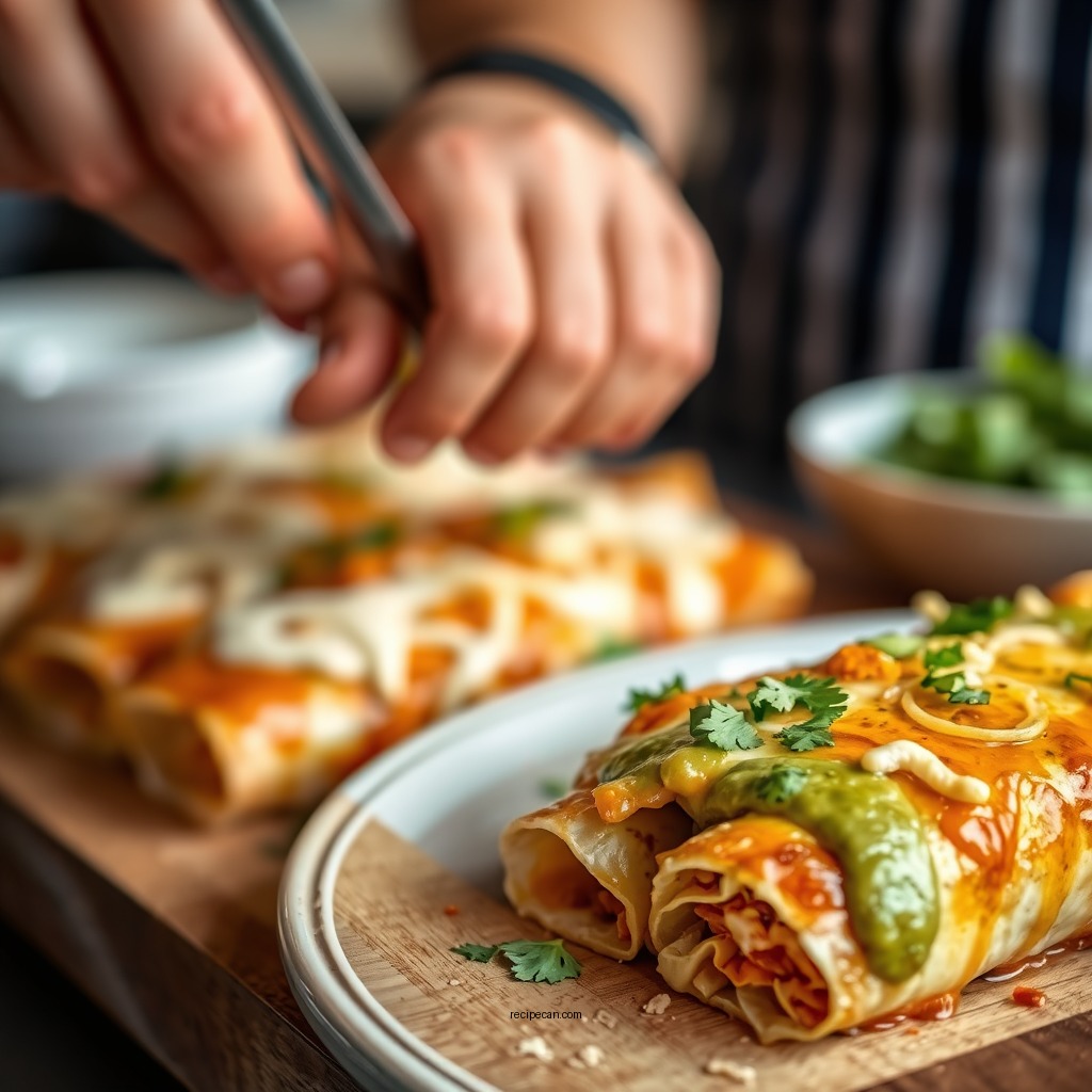 Assembling the Enchiladas - chicken enchilada recipe green sauce