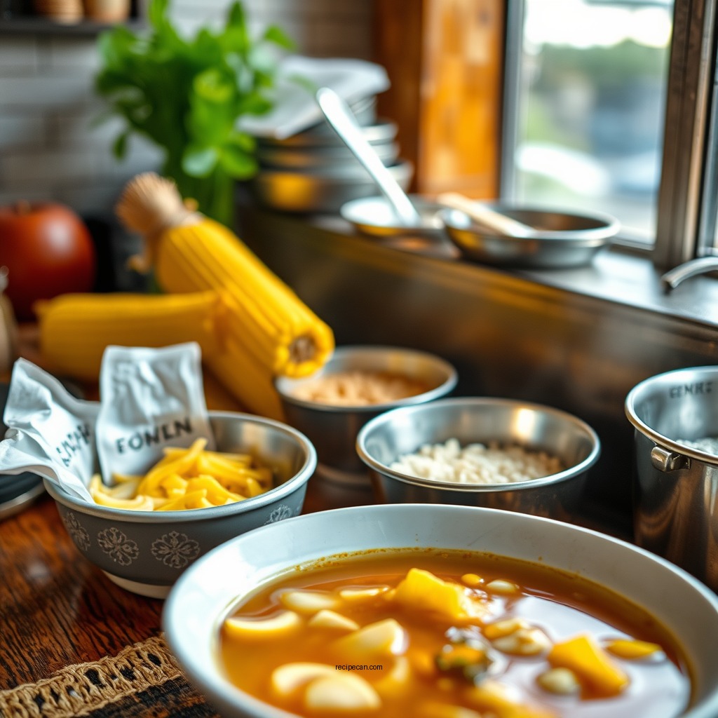 Ingredients Needed - chicken noodle and corn soup recipe