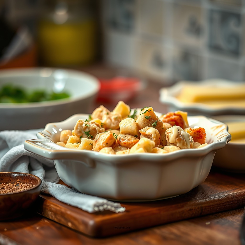 Preparing the Filling - chicken pot pie recipe puff pastry