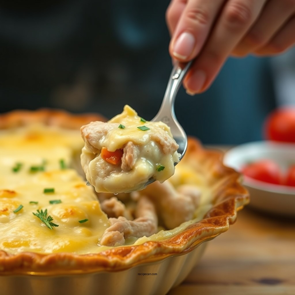 Assembling the Pie - chicken pot pie recipe with cream of chicken soup