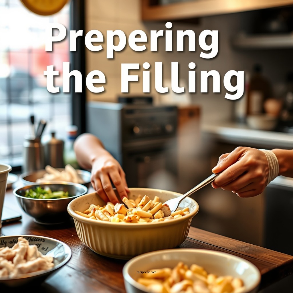 Preparing the Filling - chicken pot pie recipe with cream of chicken soup
