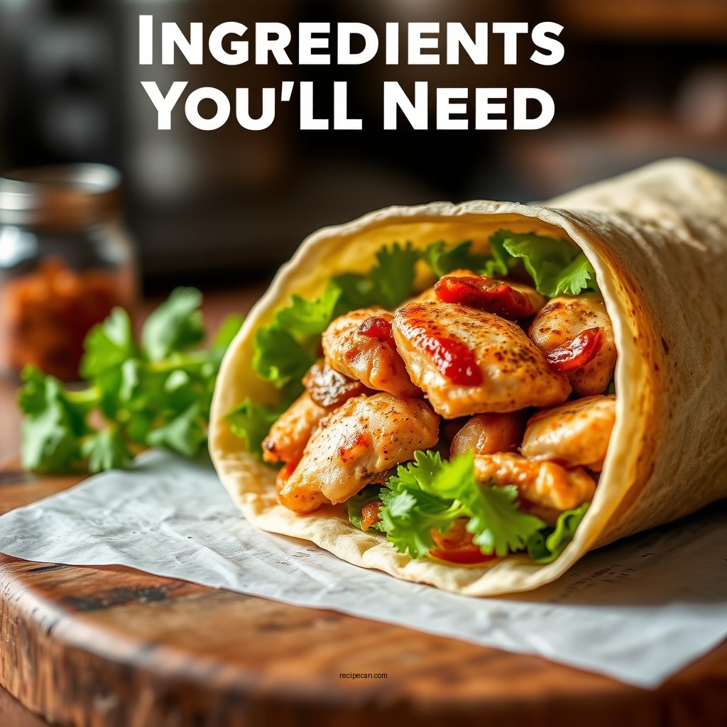 Ingredients You'll Need - chicken ranch wrap recipe