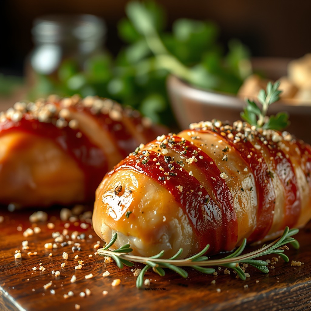 Seasoning the Chicken - chicken rolled in bacon recipe