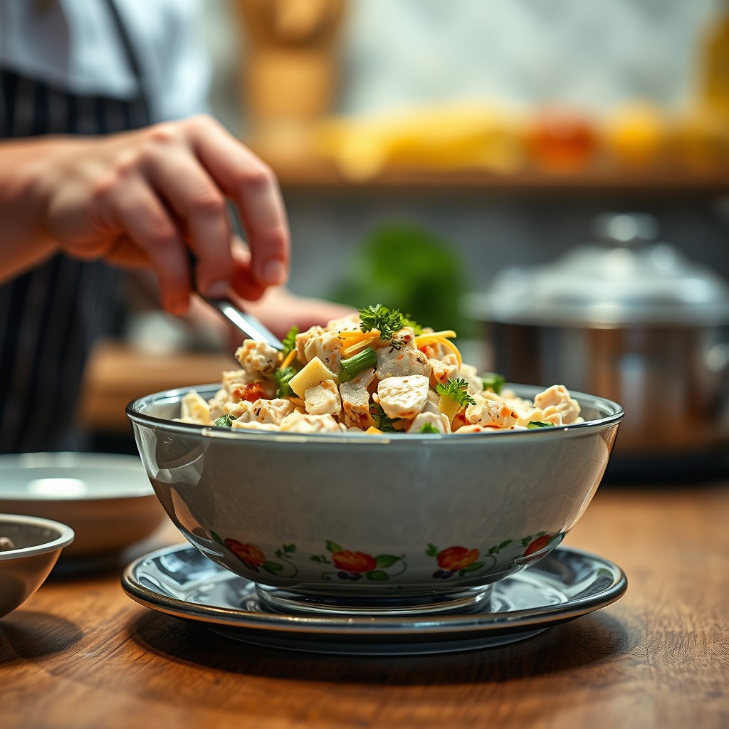 Preparing the Chicken Salad - chicken salad chick recipe for fancy nancy