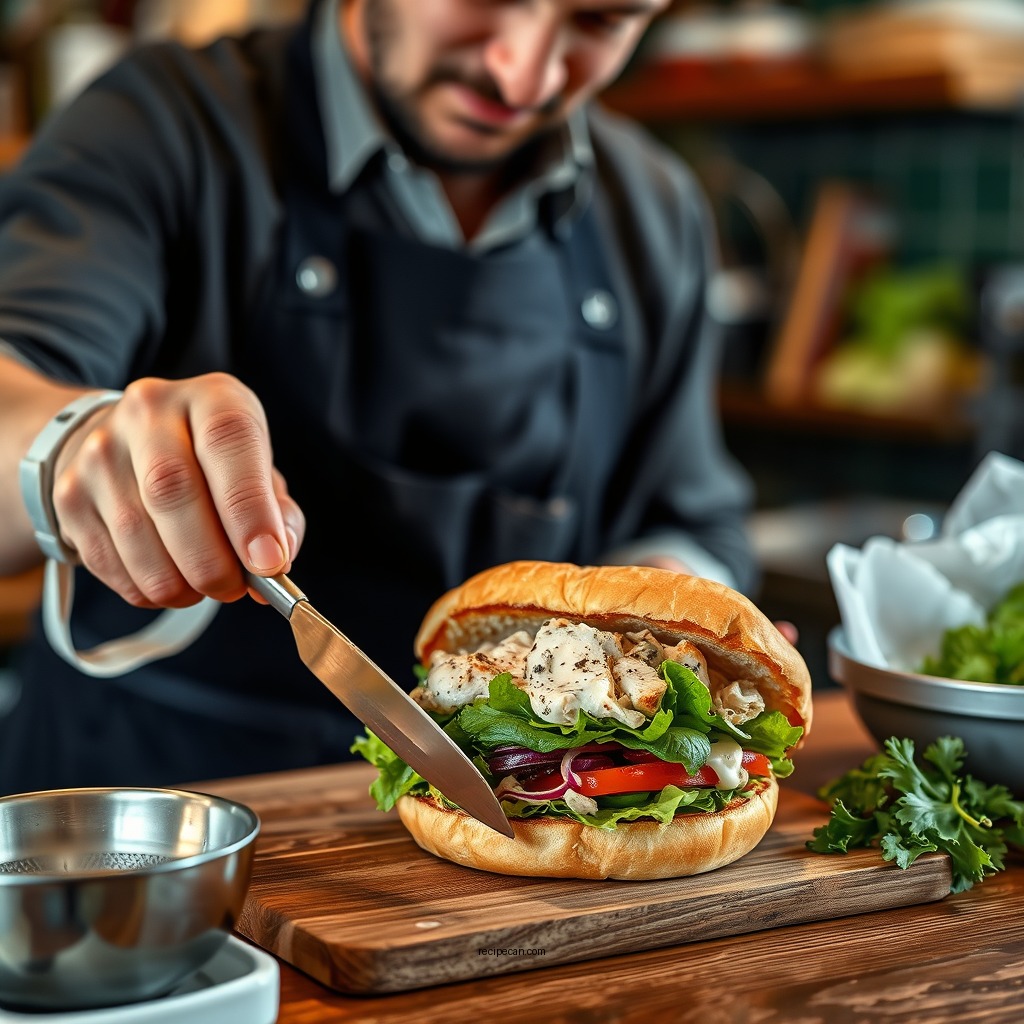 Preparing the Chicken Salad - chicken salad melt sandwich recipe