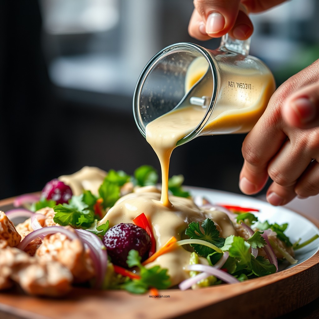 Preparing the Dressing - chicken salad recipe for diabetics