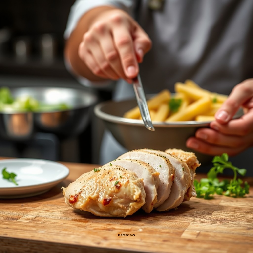 Preparing the Chicken - chicken salad recipe panera