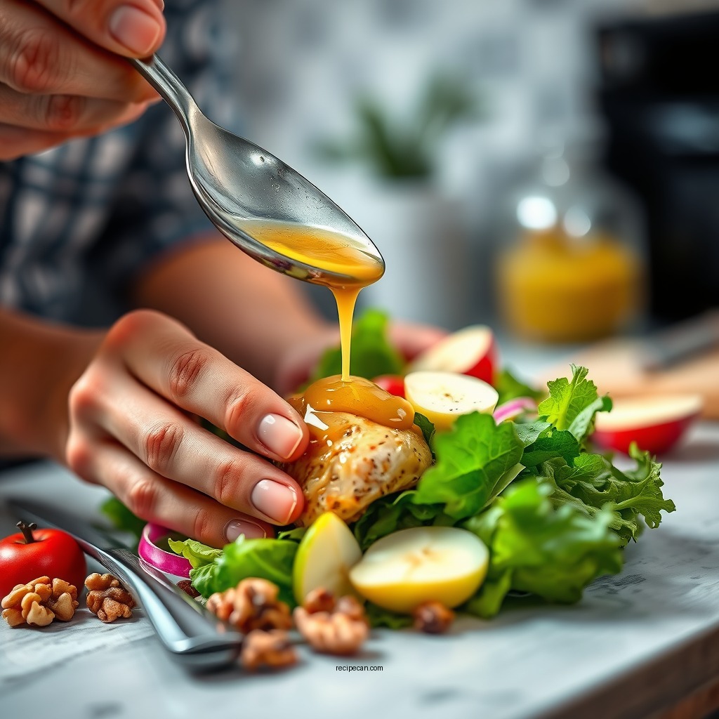 Making the Dressing - chicken salad recipe with apples and walnuts
