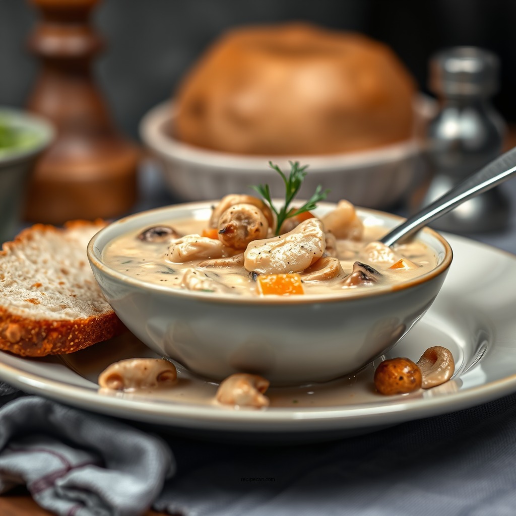 Creamy Chicken and Mushroom Soup - chicken soup recipes without noodles