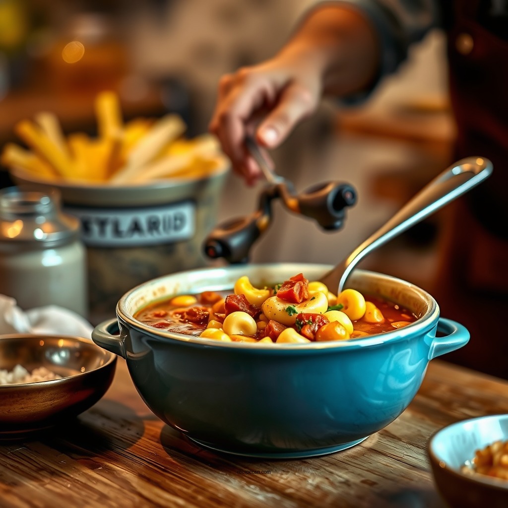 Preparing the Base - chili mac soup recipe