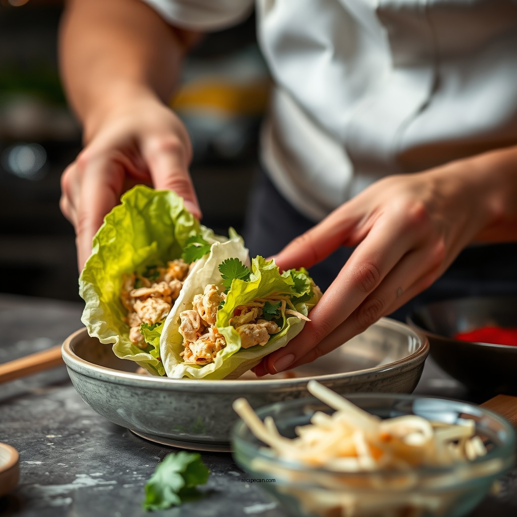 Preparing the Chicken Filling - chinese chicken lettuce wraps recipe