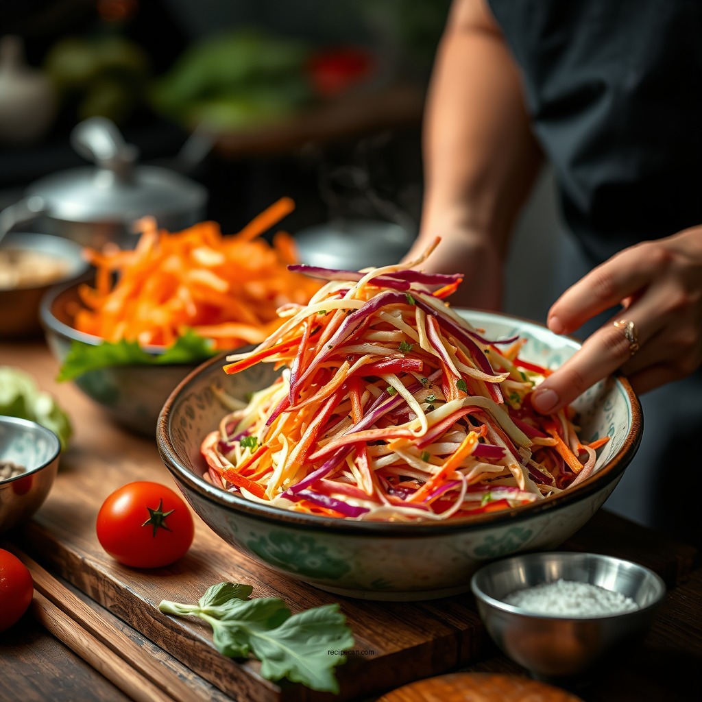 Preparing the Vegetables - chinese coleslaw recipe