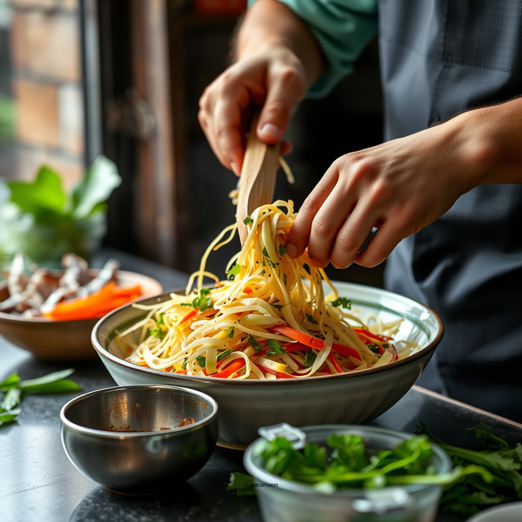 Preparing the Vegetables - chinese coleslaw recipe with ramen noodles
