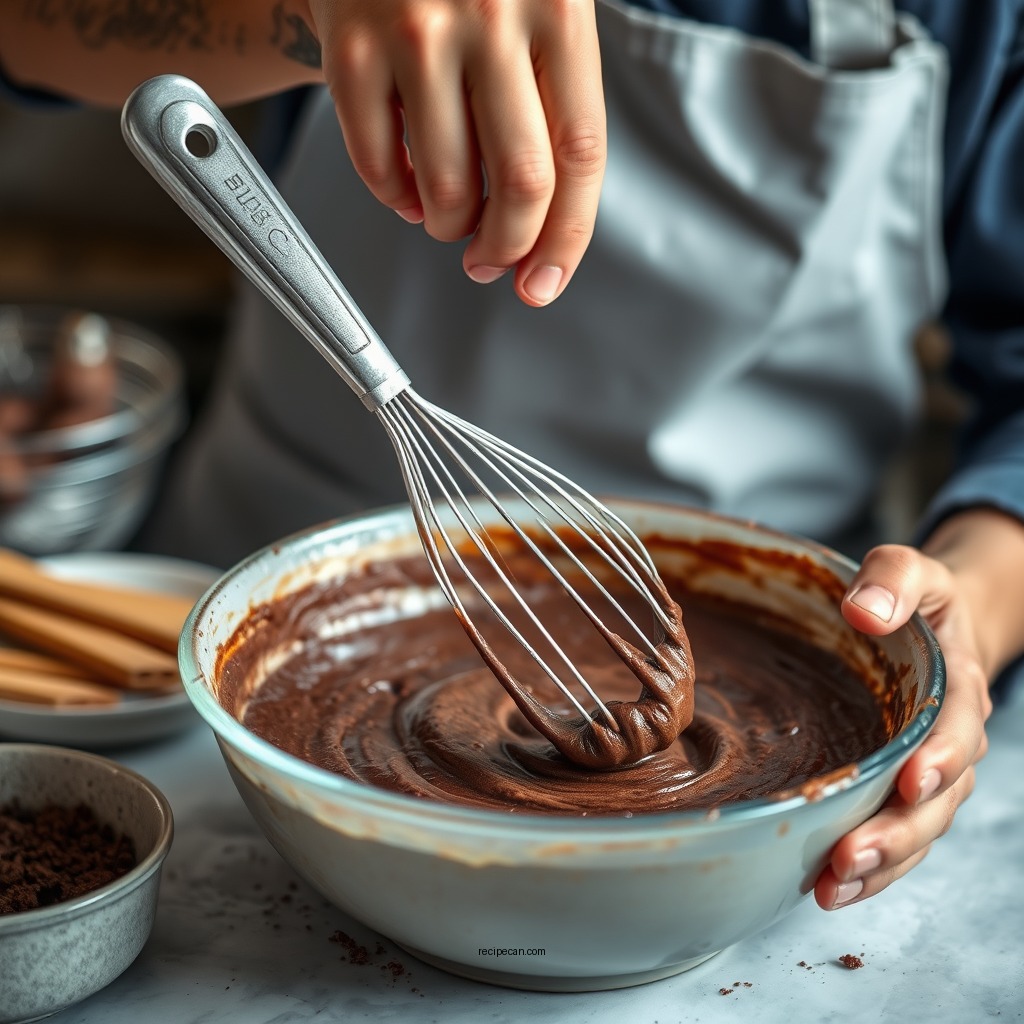 Preparing the Batter - chocolate brownie recipe with cocoa