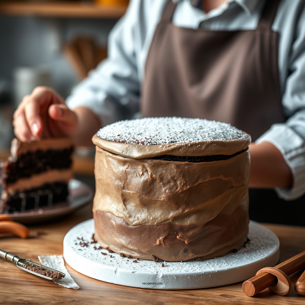 Baking the Chocolate Cake - chocolate cake recipe with mousse filling