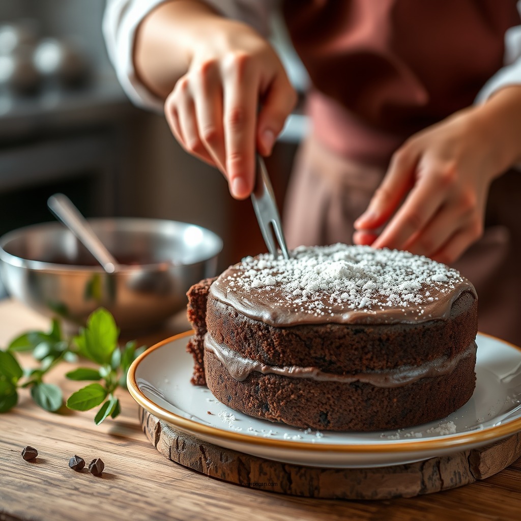 Preparing the Chocolate Cake - chocolate cake with chocolate mousse filling recipe