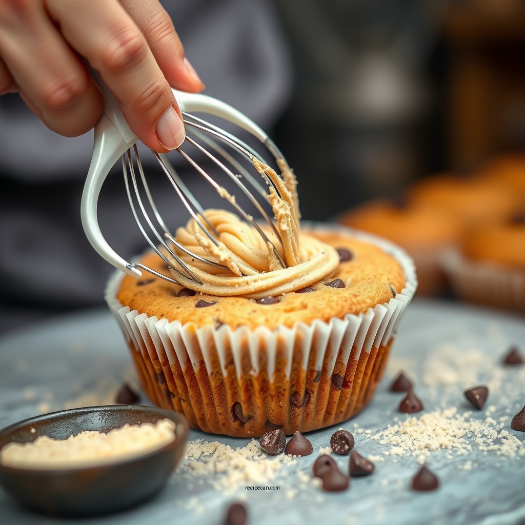 Mixing the Batter - chocolate chip muffin recipe